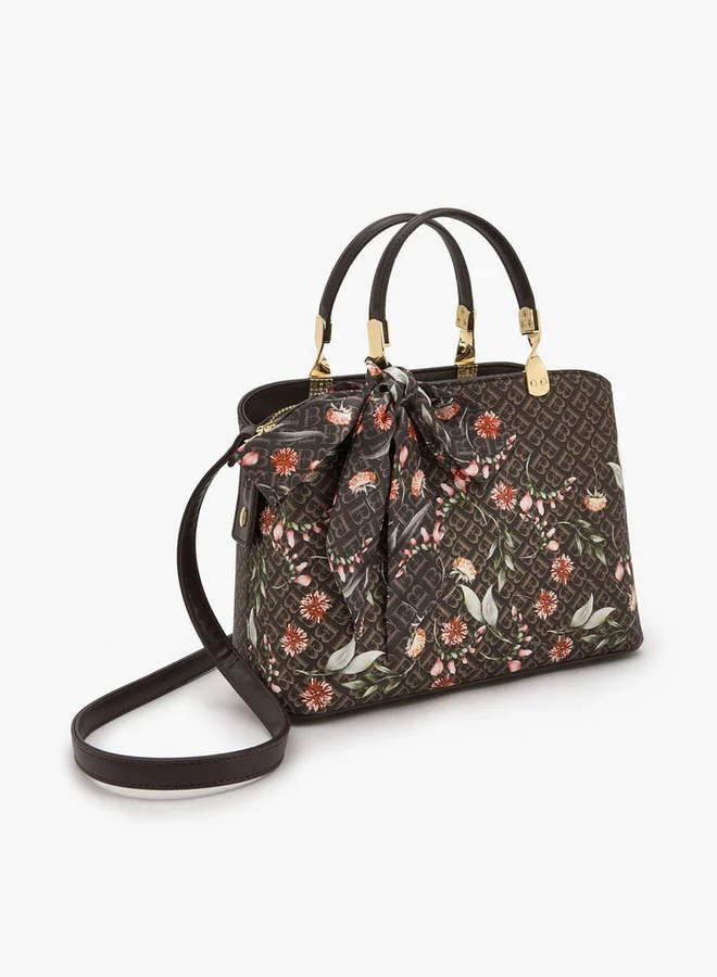 Flora Bella By Shoexpress BROWN Flora Bella Monogram Print Tote Bag With Scarf Accent for Women | Best Price UAE